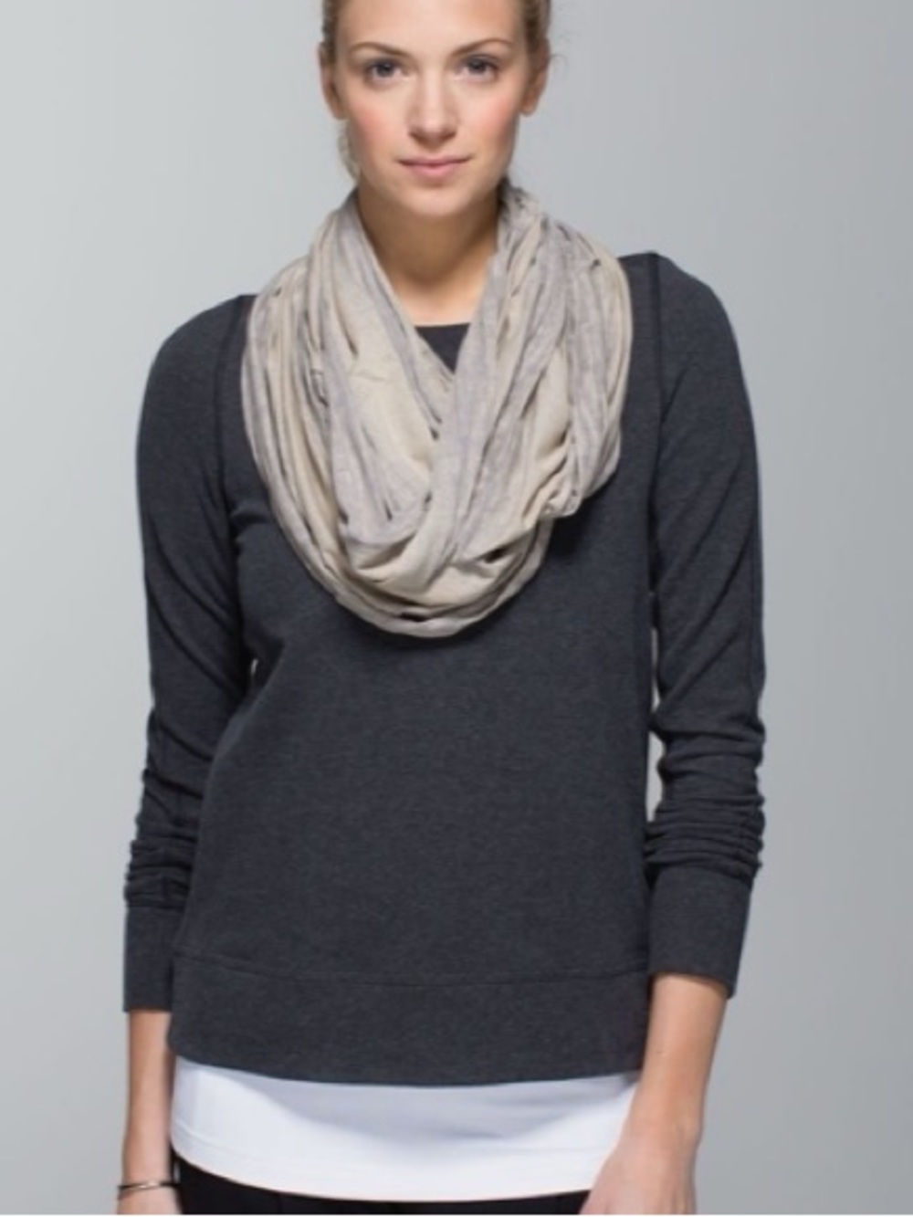Lululemon Twist & Shout Infinity Scarf Misty Stripe Burnout Gray